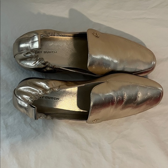 Tory Burch Gold Kira Elastic Loafers - Picture 3 of 6